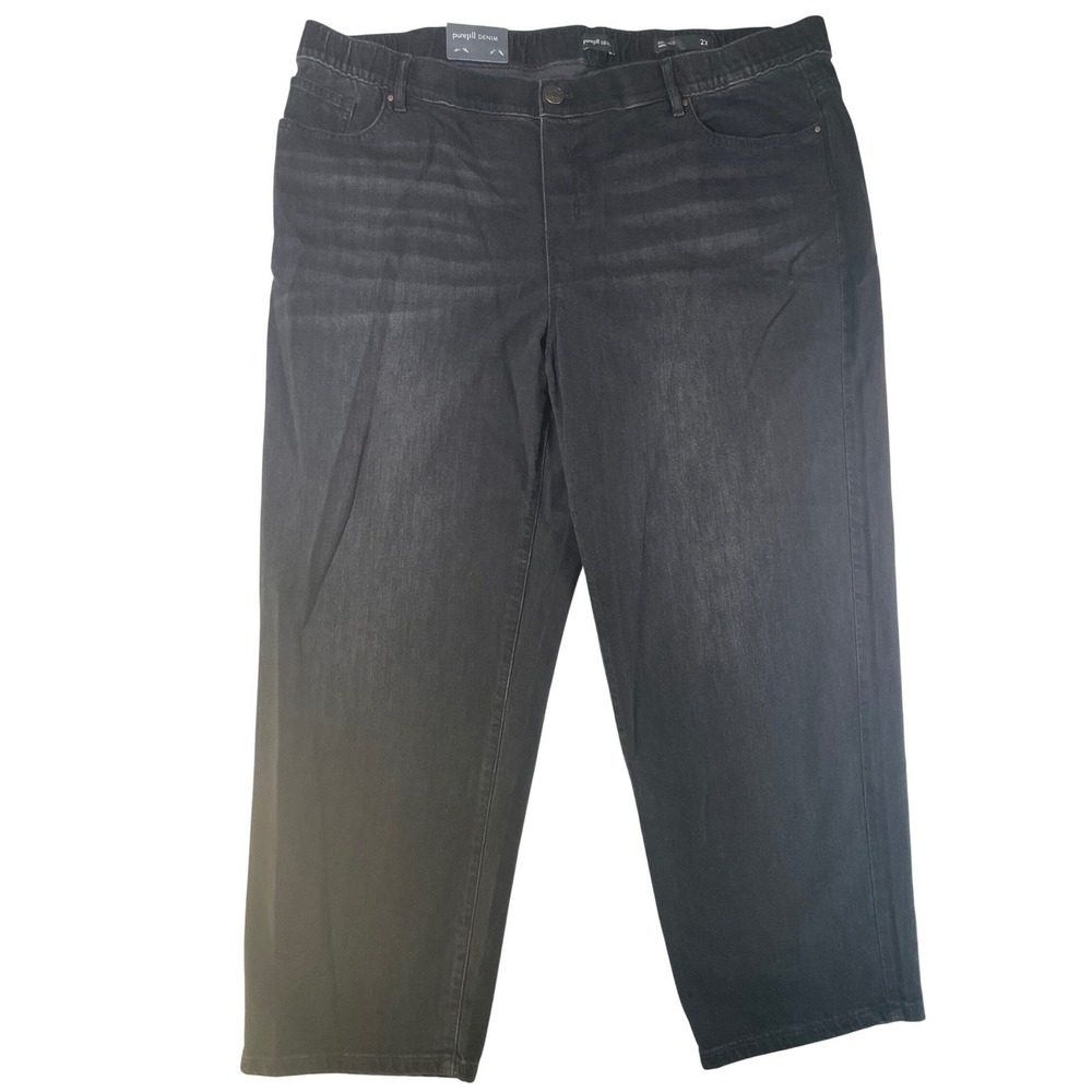 J.Jill Pure Jill Relaxed Ankle Jeans Womens Black Lava Stone Wash Denim 2X NEW